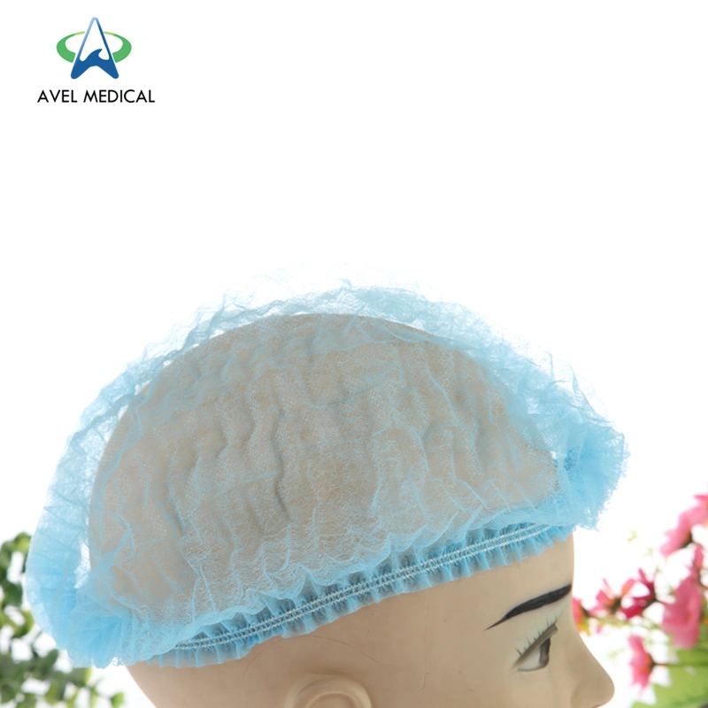 Primary School One Time Use Disposable PP Non Woven Strip Clip Cap Bouffant Protective Head Cover Hair Net Hat Round Mob Cap