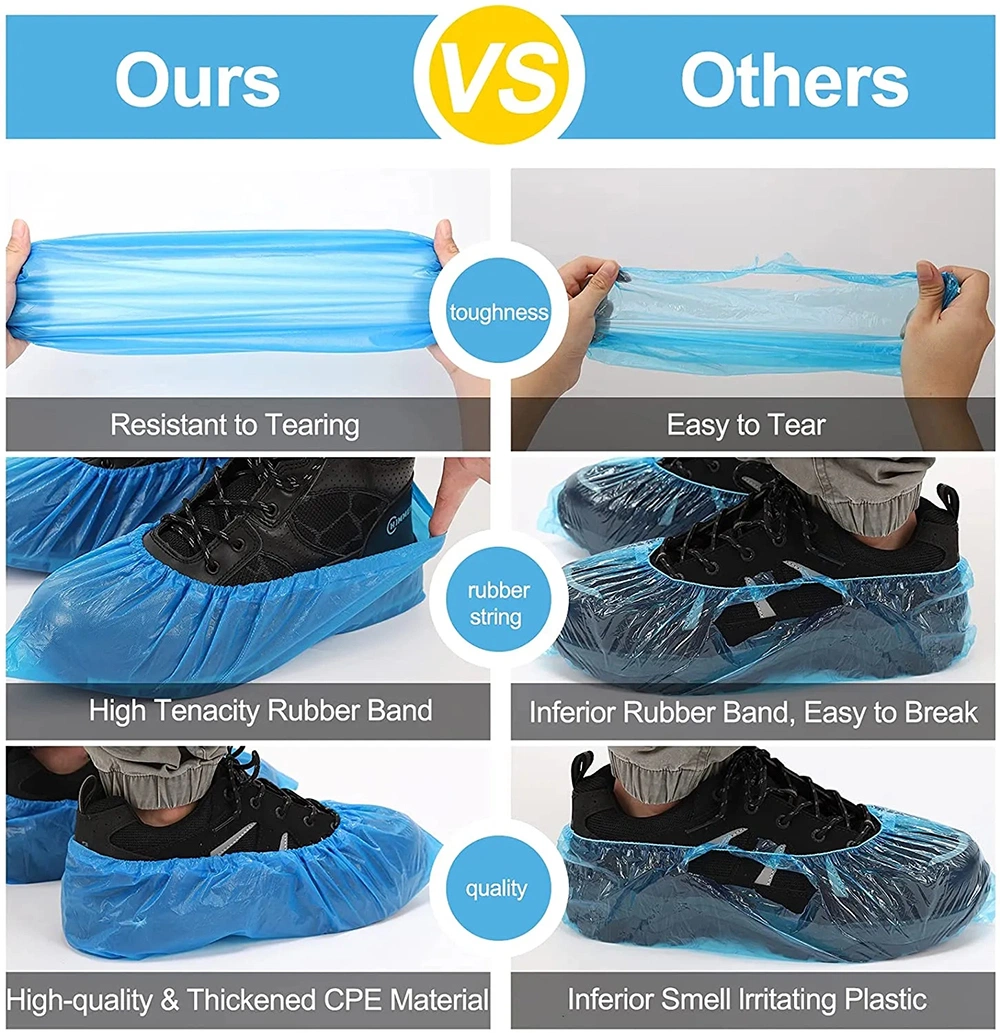 Plastic Protective Shoes Waterproof Lightweight Disposable PE Shoecover